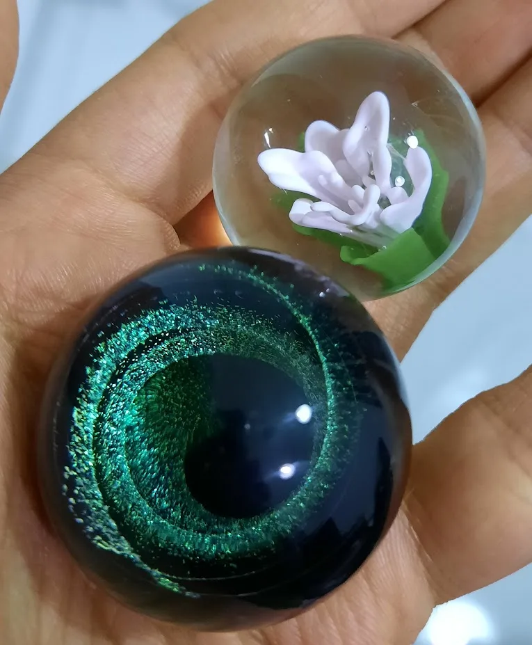 Photo of two marbles I made
